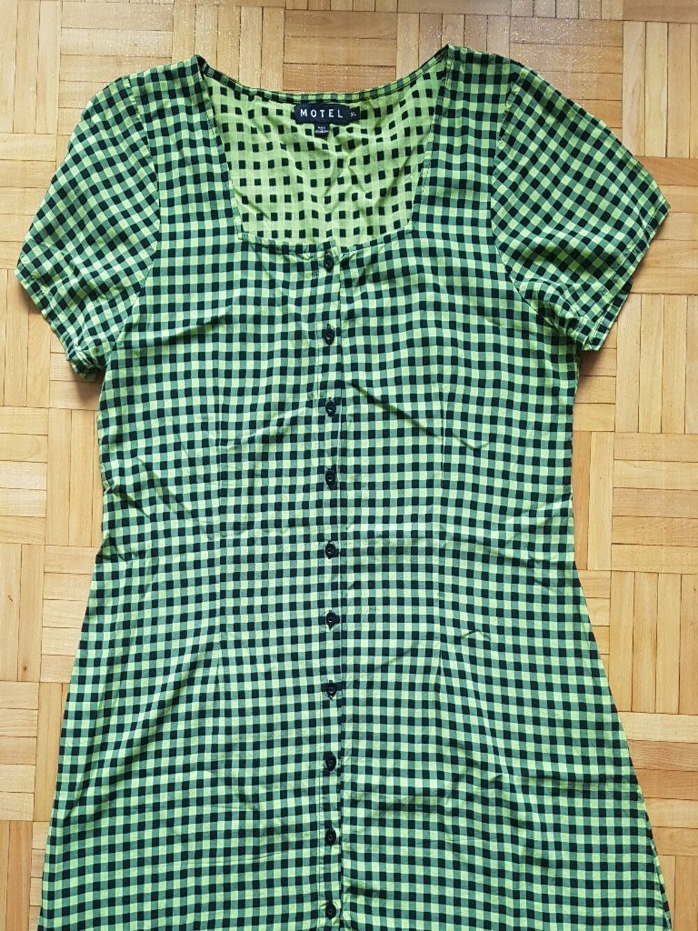 green checkered Motel XL y2k button dress